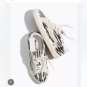 Madewell Sidewalk Low Top Sneakers in Zebra Calf Hair Size 7 NIB